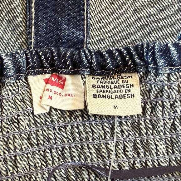 Levi's Janeesah Top Denim Halter Smocked Back Casual Chic Blue Medium NWT - Picture 6 of 11